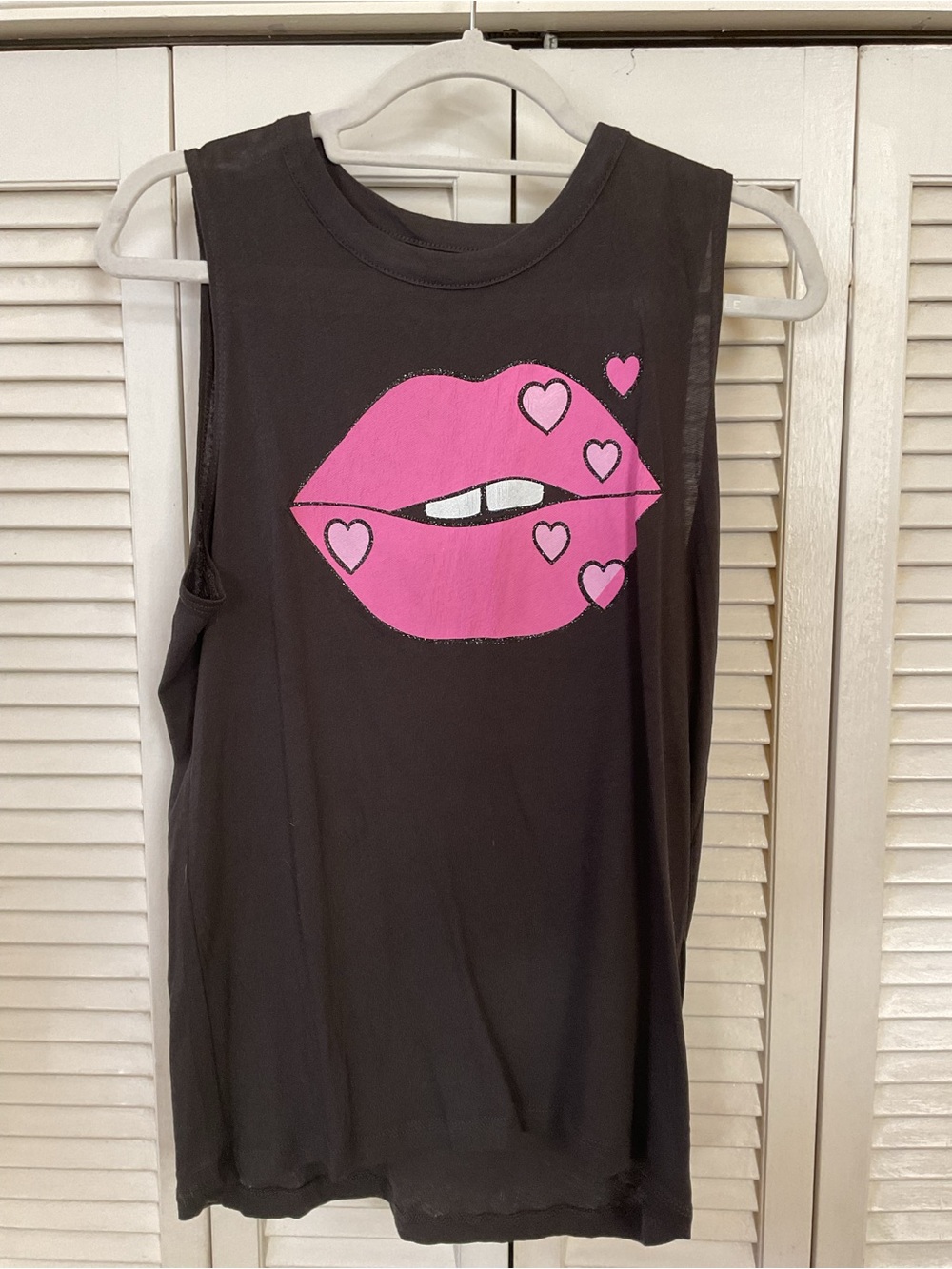Chaser Black Tank Top with Hot Pink Lip Graphic